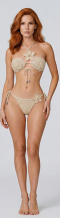 El Örgüsü Bikini Takım | Çiçek Detaylı İpli | Kişiye Özel